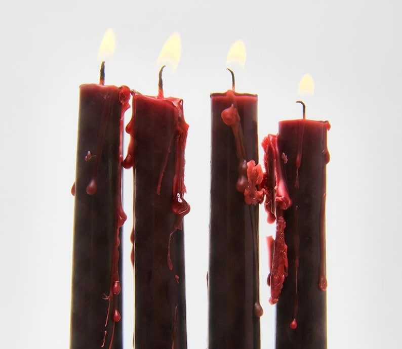 VAMPIRE TEARS CANDLE Red & Black bleeding Pillar / Taper Etsy