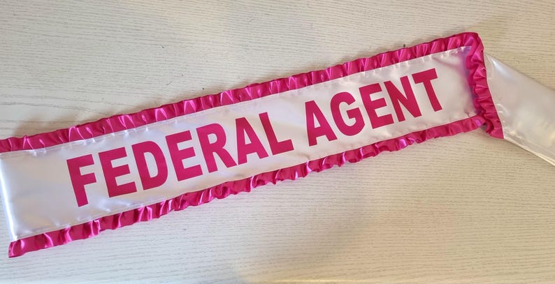 FEDERAL AGENT SASH | Miss Congeniality Film Movie | Personalised Bespoke | Fancy Dress Party | Sandra Bullock | Pageant Beauty Contest Queen