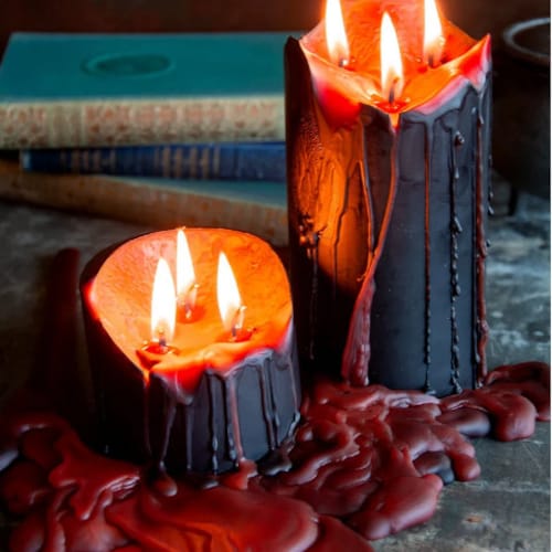 VAMPIRE TEARS CANDLE Red & Black bleeding Pillar / Taper Etsy