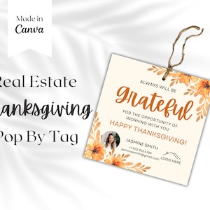 Thanksgiving-pop-voor-tag - Cadeau klantwaardering Vastgoedmarketing herfst Bedankt-tags Branding makelaar