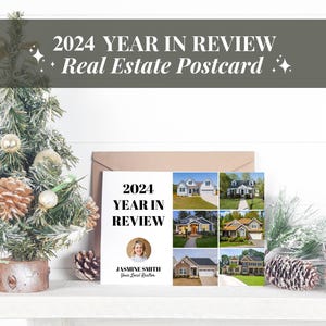 Jahresrückblick Postkarten-Immobilien-Vorlage, Moderne Weihnachtskarte, Frohes Neues Jahr 2025 Realtor Marketing Canva
