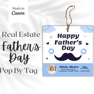 Afdrukbare Vaderdag kaart sjabloon onroerend goed marketing, cadeaubon onroerend goed branding, instant download, listingpresentatie