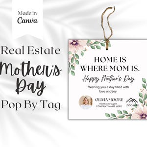 Afdrukbare Moederdag kaart sjabloon onroerend goed marketing, cadeaubon onroerend goed branding, instant download, listingpresentatie