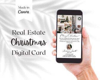 Real Estate Digital Christmas Card , Realtor Marketing Gift, Canva Printable Template , Client Appreciation,