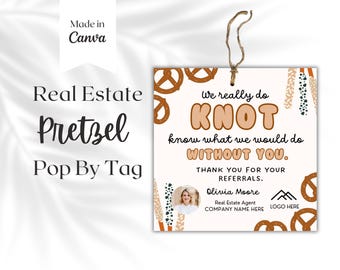 Pretzel Pop by Tag, Pet Gift Tags, Client Appreciation Realtor Marketing, Real Estate Branding, Thank you cards, gift tag template