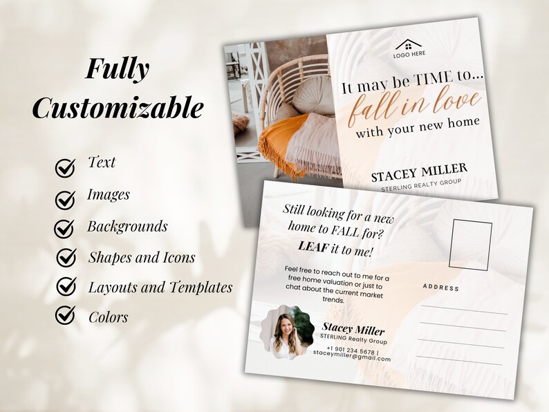 Real Estate Fall Postcard Template , Thanksgiving, Realtor Marketing ...