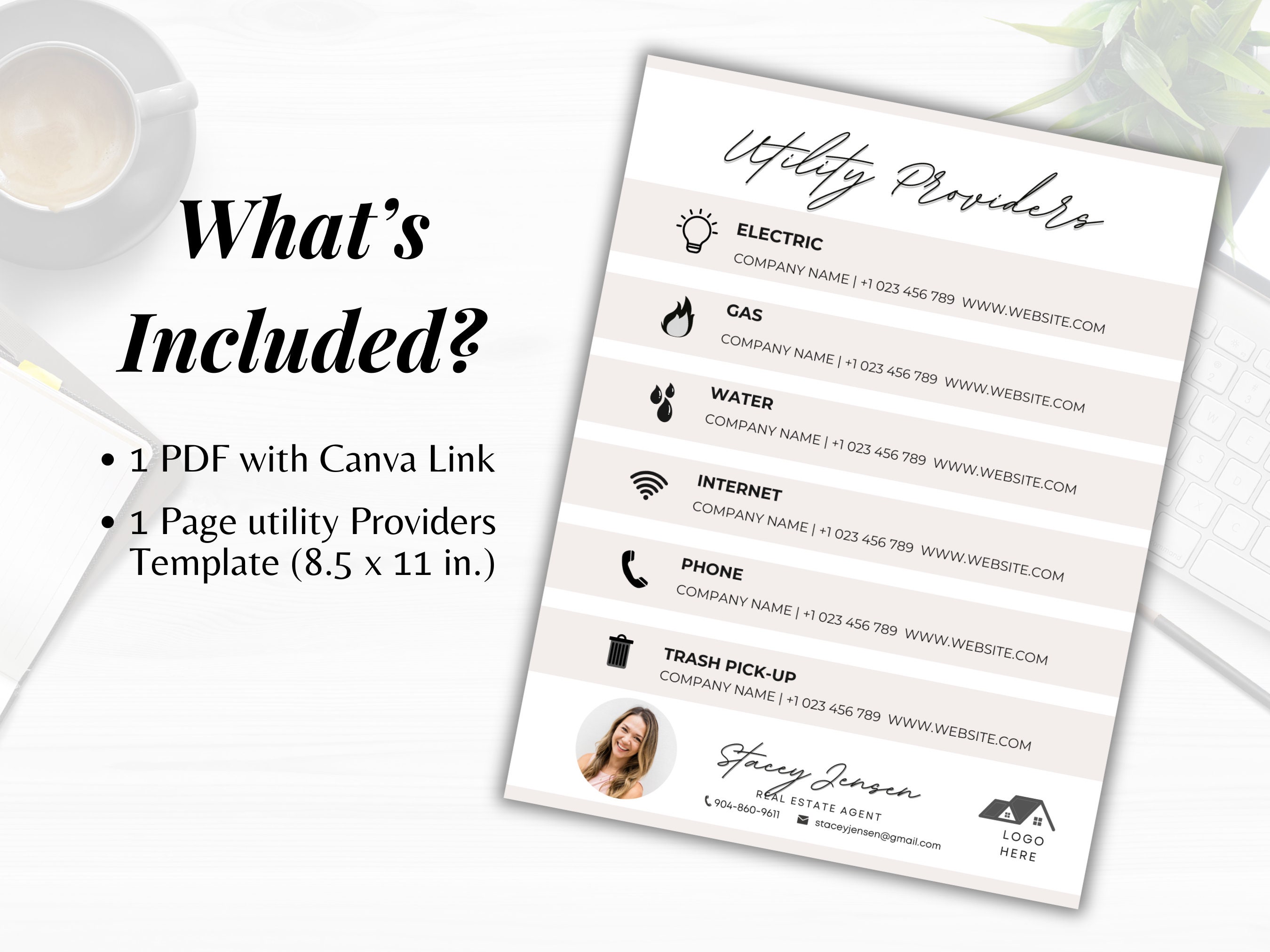 Utilities Checklist Table Utility Providers, Local Services, Utilities List, Utilities Template ...