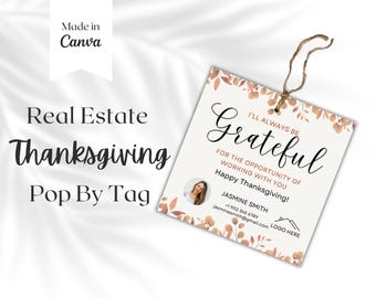 Afdrukbare cadeaukaartjes Thanksgiving makelaarsmarketing - bewerkbare vakantiesjablonen Branding onroerend goed