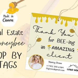 Honey Bee Realtor Pop by Tags, Catchy Pop by Tag, Real Estate Pop By Tags, Printable Tag, Bee Tag, Honeybee Tags,