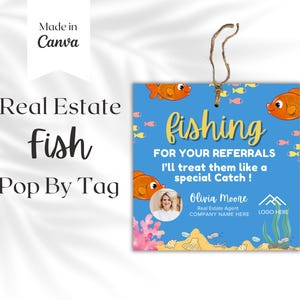 Vispop-by-tagsjabloon, cadeaulabelsjabloon, klantwaardering, makelaarsmarketing, vastgoedbranding