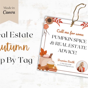 Pumpkin Spice and Real Estate Advice, Fall Pop by Tags, Realtor Pop By Gift, Thanksgiving Tag, client appreciation, Realtor Branding