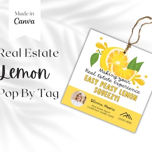 Zomermakelaar op tag, Easy Peasy Lemon Squeezy, branding onroerend goed, branding makelaar, afdrukbare sjabloon bedankkaartje