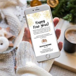 Real Estate Digital New Years Card 2025, Happy New Year , Modern Holiday Card , Year of the Snake , Realtor Marketing