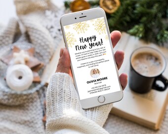 Real Estate Digital New Years Card 2025, Happy New Year , Modern Holiday Card , Year of the Snake , Realtor Marketing