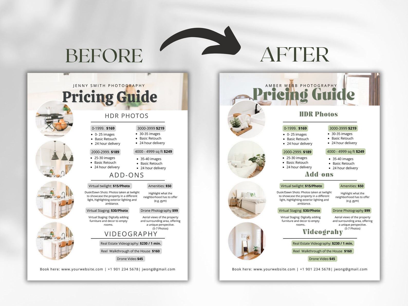 Photography Pricing Guide Template , Price List, Real Estate ...