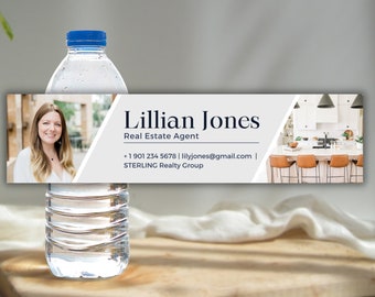 Customizable Real Estate Agent Bottle Label Template - Instant Download
