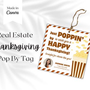 Thanksgiving-pop-voor-tag - Cadeau klantwaardering Vastgoedmarketing herfst Bedankt-tags Branding makelaar
