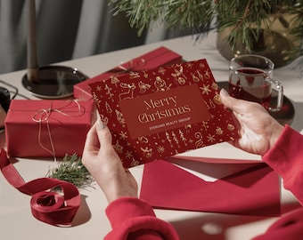 Christmas Postcard , Real Estate Marketing Holiday Postcard , Merry Christmas Realtor Greeting Postcard Template, Seasons Greeting