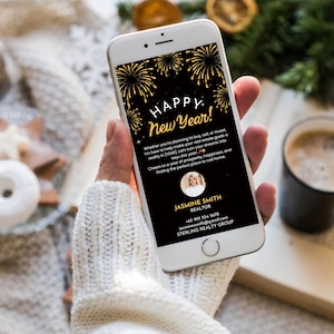 Real Estate Digital New Years Card 2025, Happy New Year , Modern Holiday Card , Year of the Snake , Realtor Marketing