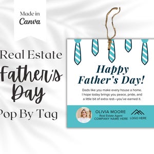 Afdrukbare Vaderdag kaart sjabloon onroerend goed marketing, cadeaubon onroerend goed branding, instant download, listingpresentatie
