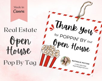 Thank You for Poppin&#39; by our Open House Pop by Tag | Red Pop by Tag |  Open House | Realtor Pop by Tag | Real Estate Pop by Tag | Pop Corn