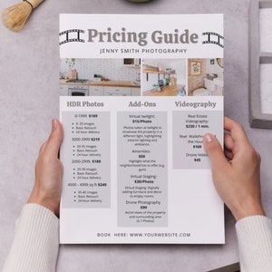 Photography Pricing Guide Template , Price List, Real Estate ...