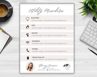 Utility Providers, Local Services, Utilities List, Utilities Template, Real Estate Utility , Utilities Checklist , Buyer&#39;s Guide, Buyer Gift