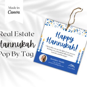 Modèle Hanukkah Pop by Tag – Étiquettes et décoration de fête personnalisables | Appréciation des clients immobiliers Marketing des agents immobiliers | Etiquettes cadeaux pour les fêtes