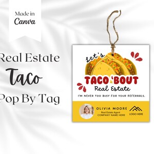 Cinco de Mayo Pop op tags, afdrukbare tagsjabloon voor makelaarsbranding, bedanktag, vastgoedmarketing