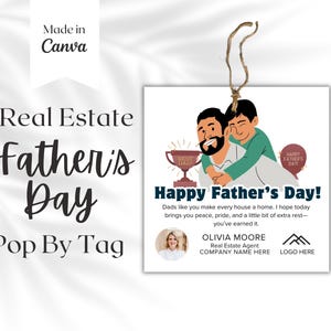 Afdrukbare Vaderdag kaart sjabloon onroerend goed marketing, cadeaubon onroerend goed branding, instant download, listingpresentatie