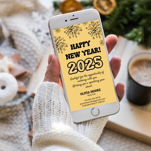Real Estate Digital New Years Card 2025, Happy New Year , Modern Holiday Card , Year of the Snake , Realtor Marketing