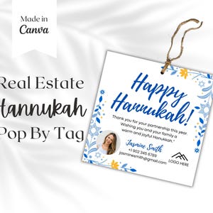 Modèle Hanukkah Pop by Tag – Étiquettes et décoration de fête personnalisables | Appréciation des clients immobiliers Marketing des agents immobiliers | Etiquettes cadeaux pour les fêtes