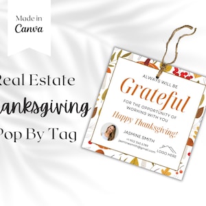 Thanksgiving-pop-voor-tag - Cadeau klantwaardering Vastgoedmarketing herfst Bedankt-tags Branding makelaar