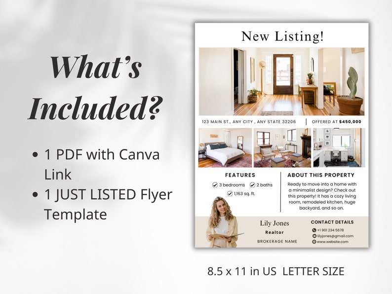 Just Listed Flyer Template | Real Estate Marketing Template | Modern ...