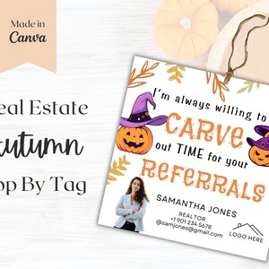 Gepersonaliseerde Halloween-pop-bytag voor onroerend goed voor verwijzingsmarketing