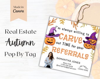 Personalized Real Estate Halloween Pop-By Tag for Referral Marketing