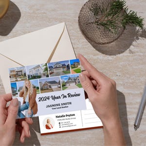 Jahresrückblick Postkarten-Immobilien-Vorlage, Moderne Weihnachtskarte, Frohes Neues Jahr 2025 Realtor Marketing Canva