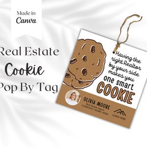 Cookie-makelaar pop-by-tag, huisdiercadeaukaartjes, waardering klant makelaarsmarketing, vastgoedbranding, bedankkaarten, sjabloon voor cadeaukaartjes