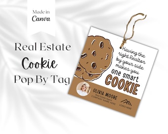 Cookie Realtor Pop by Tag, Pet Gift Tags , Client Appreciation Realtor Marketing, Real Estate Branding, Thank you cards, gift tag template