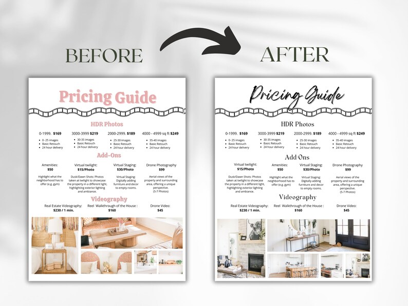Photography Pricing Guide Template , Price List, Real Estate ...
