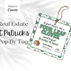 Affiche publicitaire de la Saint-Patrick, modèle d'étiquette cadeau, appréciation du client, marketing d'un agent immobilier, image de marque immobilière, carte imprimable de remerciement