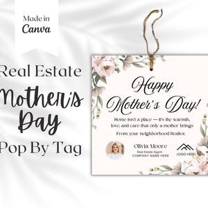 Afdrukbare Moederdag kaart sjabloon onroerend goed marketing, cadeaubon onroerend goed branding, instant download, listingpresentatie