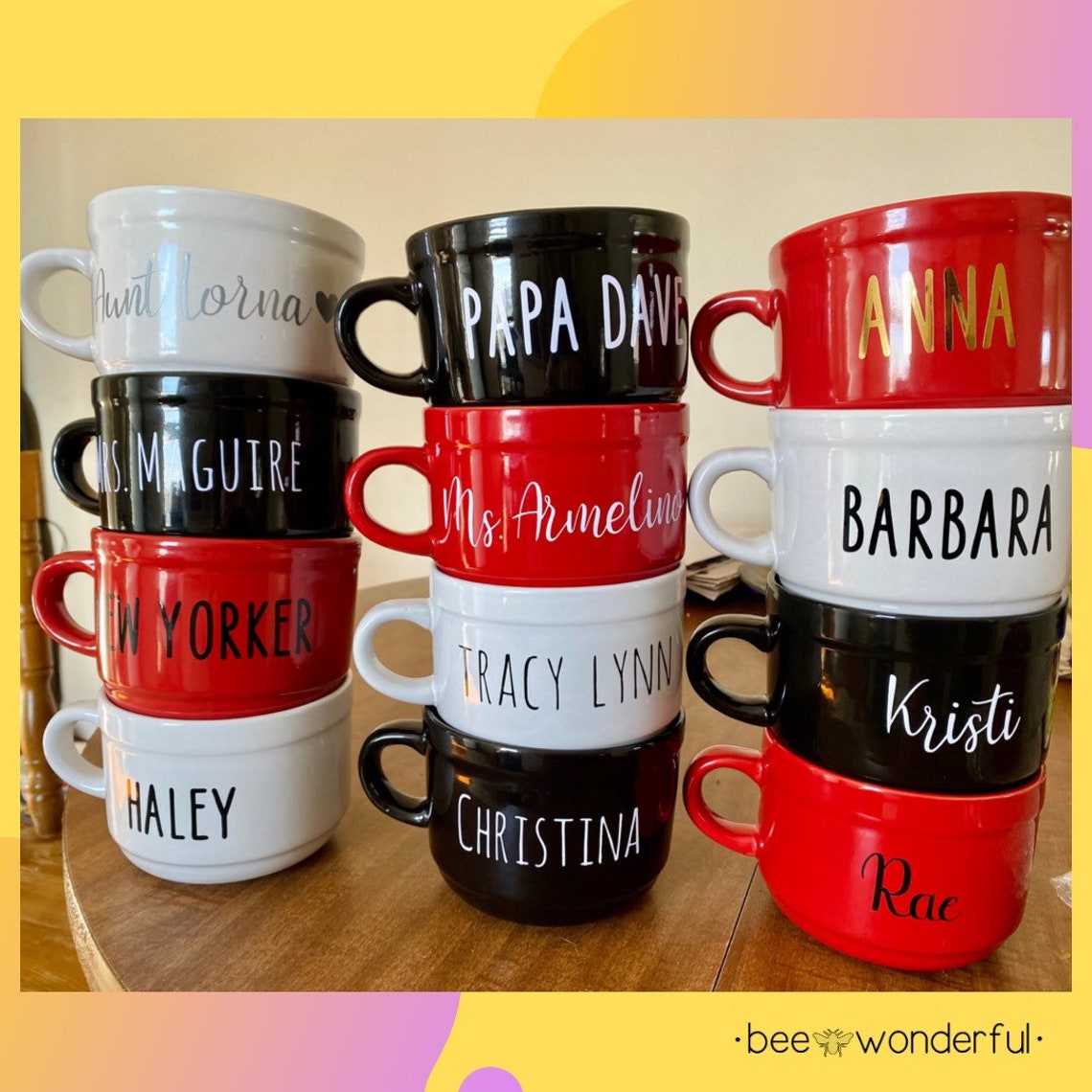 Personalized Soup Mug with handle/ Personalize Ice cream mug/ Etsy