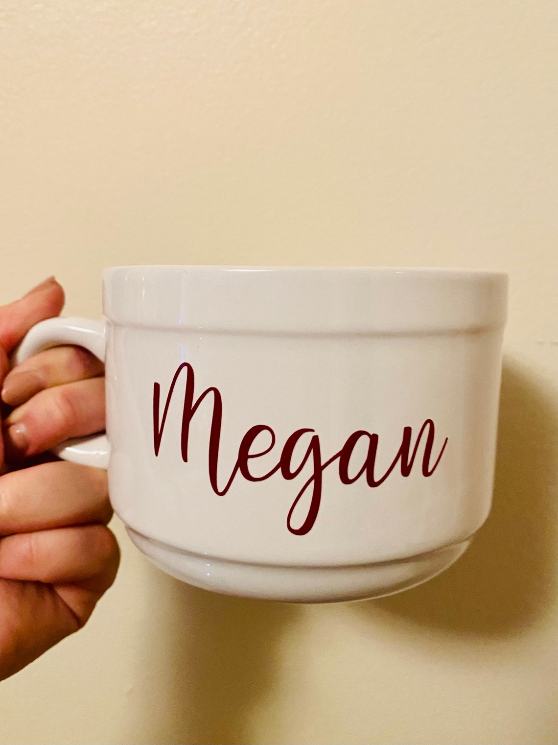 Personalized Soup Mug with handle/ Personalize Ice cream mug/ Etsy