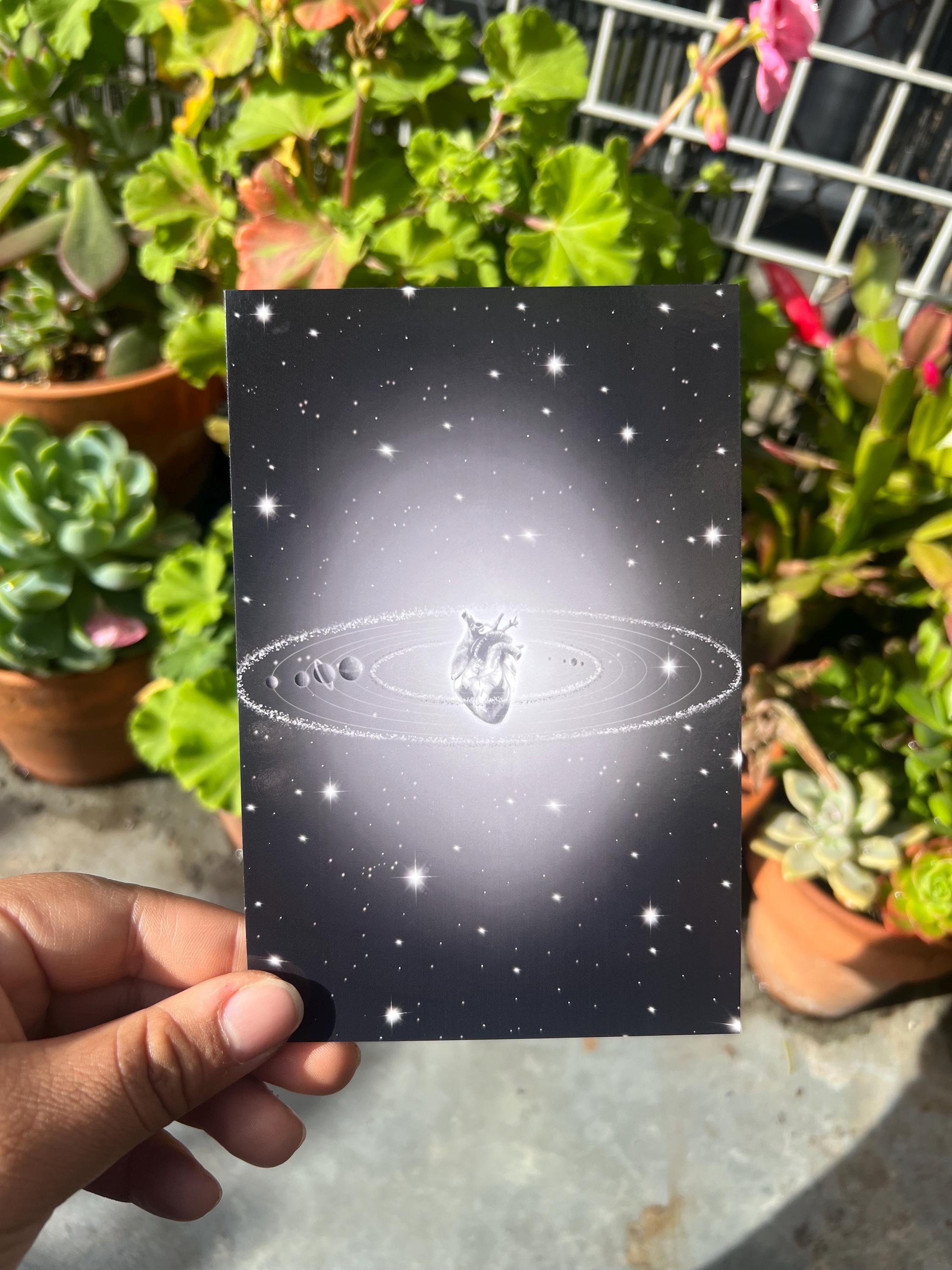 Heart Solar System Postcard Card - Etsy