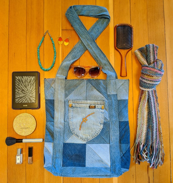 Up-cycled Quilted Vintage Denim Shopping Bag - image 6