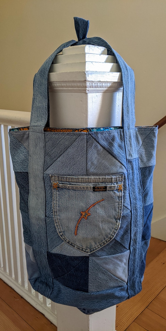 Up-cycled Quilted Vintage Denim Shopping Bag - image 1