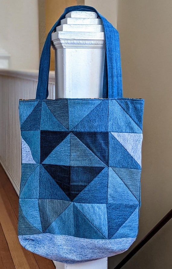 Up-cycled Quilted Vintage Denim Shopping Bag