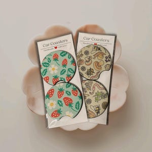 Car Coasters, Cute Car Accessories Women, Car Decor, Cute Coasters Gift for her, Set of 2 Neoprene Car Cup Coasters