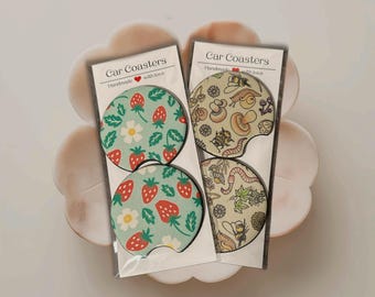 Car Coasters, Cute Car Accessories Women, Car Decor, Cute Coasters Gift for her, Set of 2 Neoprene Car Cup Coasters